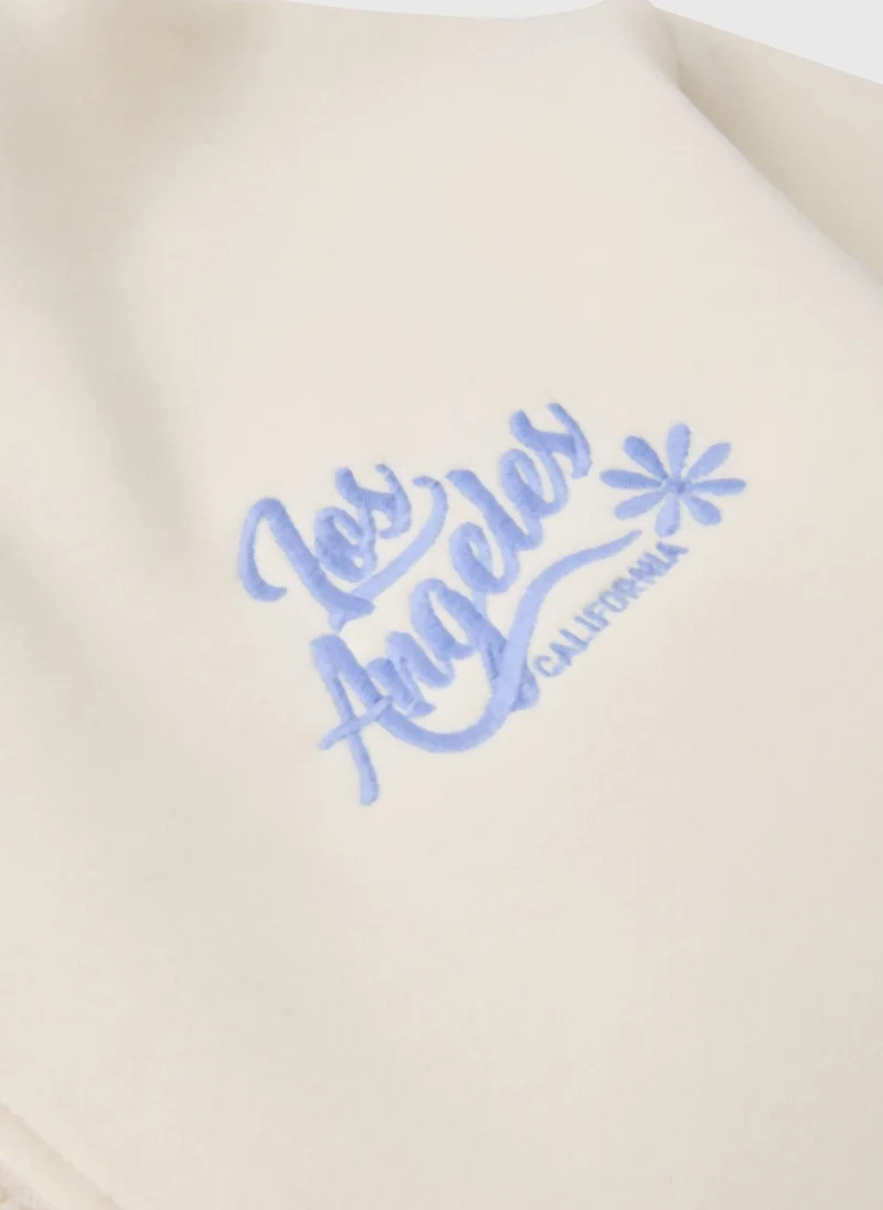 ماتلان Girls Cream Los Angles Zip Hoodie